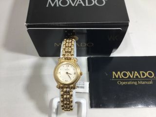 Ladies Movado 14k Yellow Gold 7425982 21mm Off White Dial Old Stock