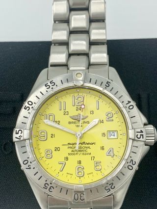 Breitling Ocean Date Yellow Dial Automatic Men 