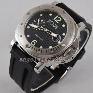 Steel Rotate Bezel 44mm Black Dial Seagull Automatic Military Watch Green Mark P