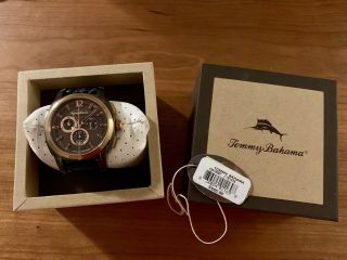Tommy Bahama Brown Dial Leather Strap Chronograph Men 