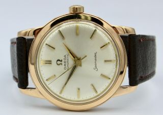 Vintage 18k Rose Gold Omega Seamaster Watch Automatic Men 