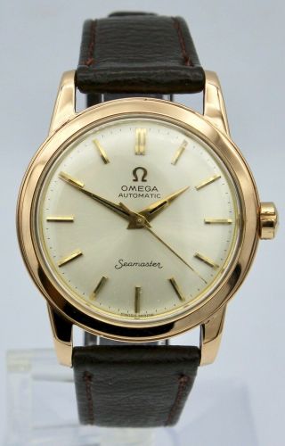 Vintage 18K Rose Gold Omega Seamaster Watch Automatic Men ' s Cal.  352 1950 ' s 2