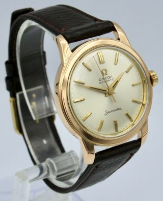 Vintage 18K Rose Gold Omega Seamaster Watch Automatic Men ' s Cal.  352 1950 ' s 3