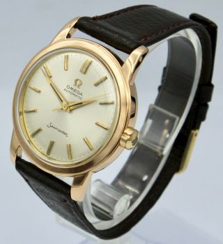 Vintage 18K Rose Gold Omega Seamaster Watch Automatic Men ' s Cal.  352 1950 ' s 4