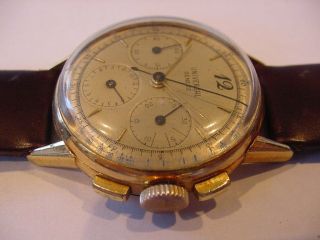 VINTAGE 1940’s UNIVERSAL GENEVE 283 CHRONOGRAPH 18k SOLID GOLD WATCH Nr 3