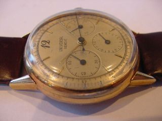 VINTAGE 1940’s UNIVERSAL GENEVE 283 CHRONOGRAPH 18k SOLID GOLD WATCH Nr 4