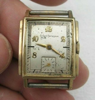 Vintage Girard Perregaux 10k Gold Filled Square Case 17 Jewels Mens Watch Runs