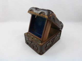 Antique Black Forest Carved Wooden Pocket Watch Box / Case Circa Late 1800s