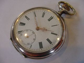 Late 1800’s 0.  800 Fine Silver Gold Washed Fancy 10j Antique Pocket Watch