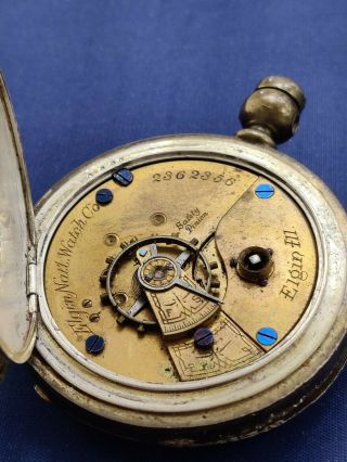 Vintage 1887 Elgin 6S 11J Pocket Watch In Coin Silver Parts/Repair 2