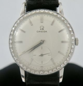 Vintage 1956 Omega Solid 18k White Gold Diamond 17 Jewel Wristwatch Cal.  510