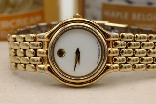Ladies Movado Museum Gold Plated Wrist Watch White Dial 87 - 25 - 816