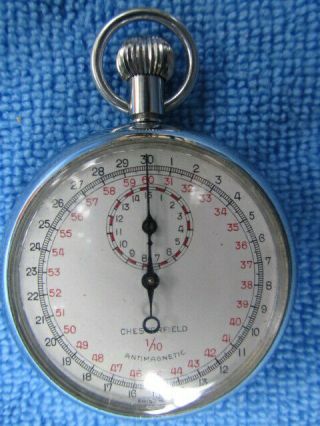 Swiss Antique Chesterfield Split Second Pocket Stop Watch Timer Vintage Running.