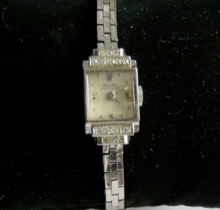 Rolex Ladies 18k White Gold Stepped Case Diamond Cocktail Watch