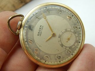 Vintage Antique Gruen Verithin 10k Gold Filled 10 Size 15 Jewel Pocket Watch