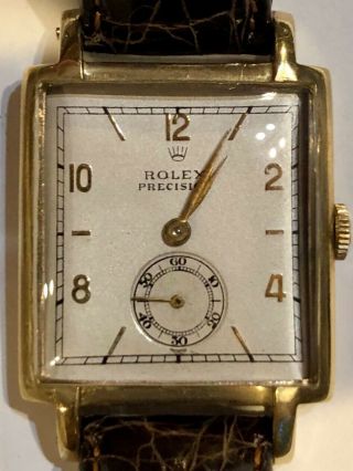 Men’s Yellow Gold Rolex Precision 4029 Vintage 1940’s Rectangular Watch