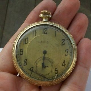 Rare Vintage Antique 1.  75 " Elgin Gold Filled Georgian Wind Up Pocket Watch Look