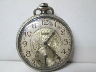 Vintage Elgin White Gold Filled Running Pocket Watch