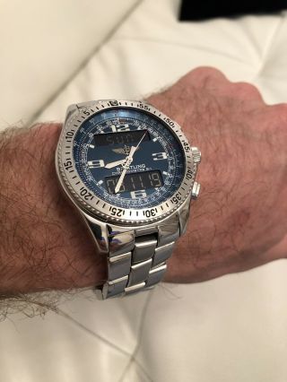 Breitling B1 Watch Blue Stainless Steel Bracelet