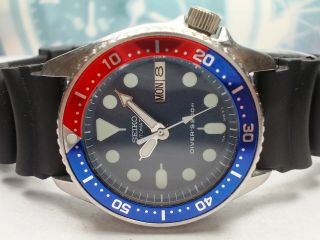 Seiko Day/date Divers 200m Midsize Watch 7s26 - 0030,  Blue/pepsi (sn 781597)