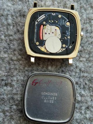 A Vintage Longines Quartz Watch In A Yellow Base Metal Case.  Running