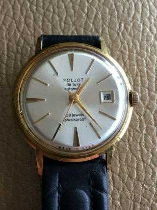 Poljot De Luxe Automatic Ussr Gold Plated Au20 Watch 29j Export Date