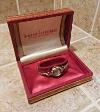 Vintage Ladies 17j Gerard Perregaux 10k Gold Filled Watch In Red Box.