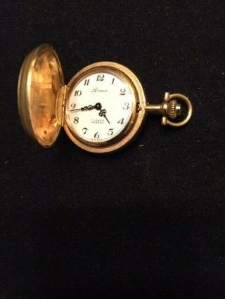 Vintage Arnex 17 Jewels Gold Tone Wind Up Pocket Watch Great Shape Swiss