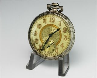 Antique 1927 Elgin 17j 12s Gr.  345 - Fancy Dial Pocket Watch -