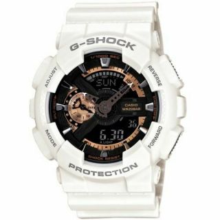 Casio G - Shock Ga - 110rg - 7a Analog Digital Black Dial White Resin Strap Watch