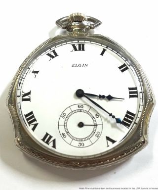 Scarce Cool Pinched Case Silver Art Deco 12s 17j Elgin Mens Pocket Watch