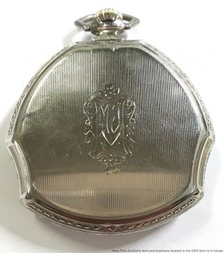 Scarce Cool Pinched Case Silver Art Deco 12s 17j Elgin Mens Pocket Watch 2