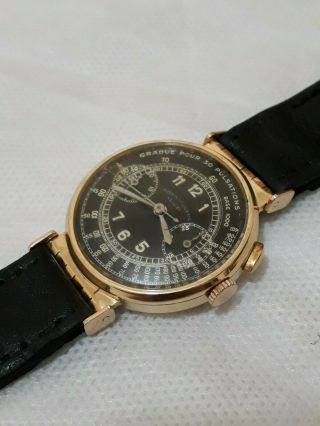 1939s Doctor Chronograph G.  A.  E Solid Gold 18k Mobile Lugs Valjoux 23 One Pusher