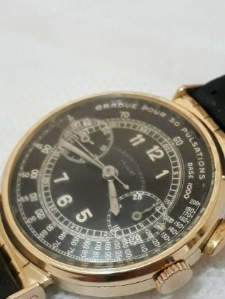 1939s Doctor Chronograph G.  A.  E solid gold 18k mobile lugs valjoux 23 one pusher 2