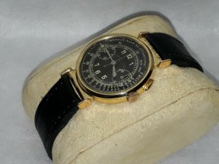 1939s Doctor Chronograph G.  A.  E solid gold 18k mobile lugs valjoux 23 one pusher 4