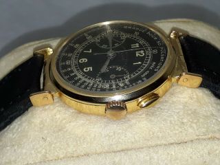 1939s Doctor Chronograph G.  A.  E solid gold 18k mobile lugs valjoux 23 one pusher 5
