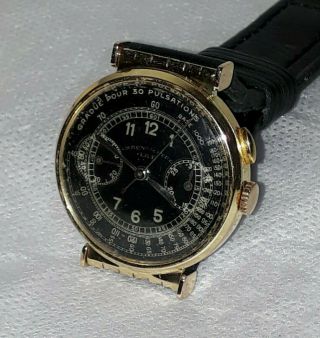 1939s Doctor Chronograph G.  A.  E solid gold 18k mobile lugs valjoux 23 one pusher 8