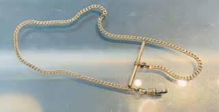Antique Bates & Bacon Antique Gold Fill 15 " Pocket Watch Chain,  T - Bar,