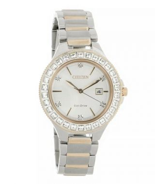 Citizen Eco - Drive Ladies Silhouette Two Tone Crystal Watch Fe1196 - 57a