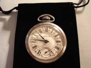 Vintage 16S Pocket Watch Indian Motorcycle Theme Case & Fancy Dial Runs Well. 4