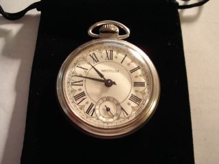 Vintage 16S Pocket Watch Indian Motorcycle Theme Case & Fancy Dial Runs Well. 5