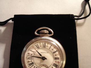 Vintage 16S Pocket Watch Indian Motorcycle Theme Case & Fancy Dial Runs Well. 6