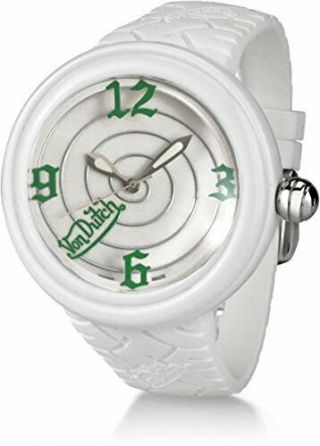 Von Dutch Swiss Made Unisex Large White Xl Watch Green Accents Sl99mwg00pw