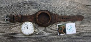 Hand Made Vintage Leather,  Strap For Pocket Watch Wirst Band,  Case 48 - 50 Mm.