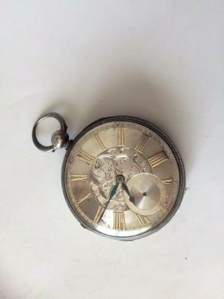 English Silver Fusee Pocket Watch Fancy Silver Dial C1872 For Spares/repair