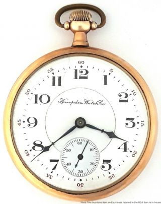 Antique 1918 17j Hampden Pocket Watch Size 12s