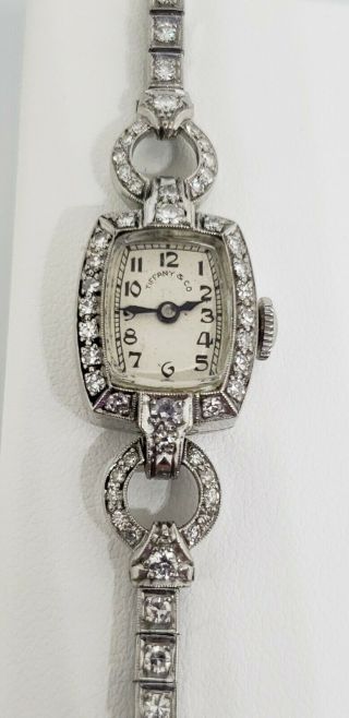 Vintage Tiffany & Co.  Platinum Diamond Watch Hamilton 17 Jewels
