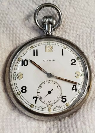 Vintage 16s Cyma Military Pocket Watch