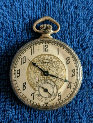1918 Dueber Hampden 10k Gold Filled Case 17 Jewel Size 12 Pocket Watch