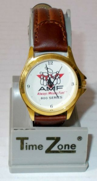 Amf Bowling 800 Series Award Wrist Watch Vintage Time Zone Wristwatch